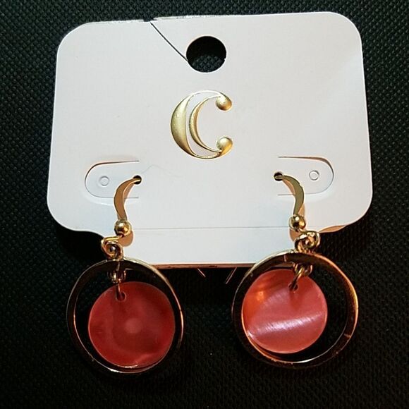 NWT Charming Charlie Gold & Pink Earrings - Picture 1 of 2
